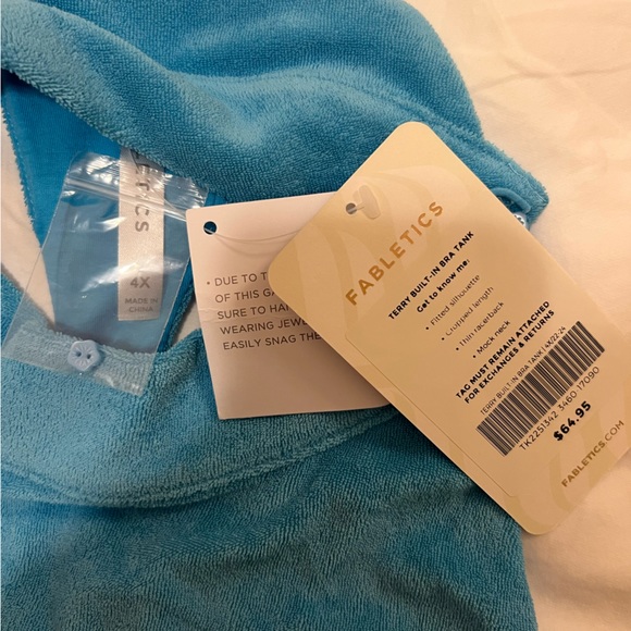 Fabletics Terry Built-In Bra Tank in Aqua Blue, NWT Size 4X - Picture 4 of 6